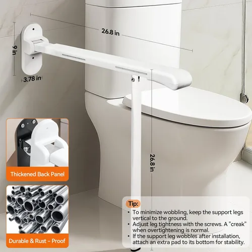 Miniatura 8 de SPECILITE Barra de agarre resistente para inodoro, soporte resistente de 440 libras, rieles de seguridad con pasamanos antideslizantes e