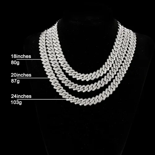 Miniatura 4 de Saintda Cadena de eslabones cubanos para hombre, diseño de Miami, cadena de diamantes brillantes, joyería de hip hop con caja de regalo para mujer