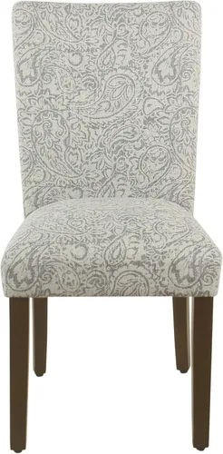 Miniatura 196 de Homepop Silla de comedor con detalles festoneados, sillas de comedor Parsons tapizadas, muebles decorativos para el hogar, tejido gris claro