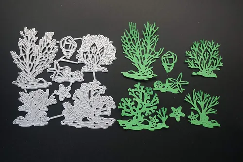Miniatura 3 de Troqueles de corte de coral de concha de mar de concha de playa de metal, plantillas de estampado Ocean Life para álbumes de recortes y manualidades