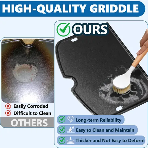 Miniatura 4 de SafBbcue 7034 Plancha de cocción de hierro fundido de repuesto para accesorios de parrilla de gas portátil Weber 9010001 Traveler, para inserto