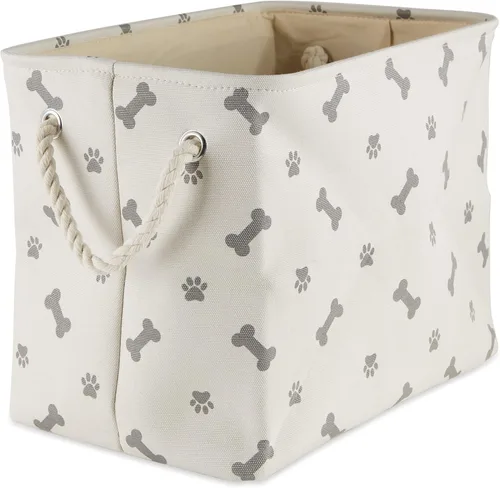 Miniatura 19 de Bone Dry - Colección de almacenamiento para mascotas con diseño de huella de pata y hueso, rectángulo pequeño, 14x8x9 pulgadas, color rosa 2-Rosa