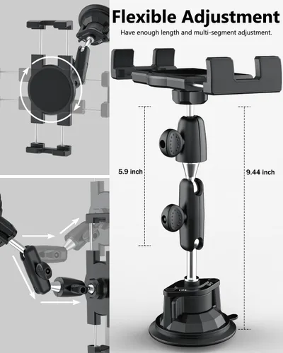 Miniatura 5 de Soporte resistente para tablet de automóvil, brazo de metal, soporte de tableta con ventosa para parabrisas de tableta, para camiones/automóvil