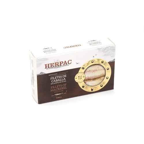 Filetes de caballa en aceite de oliva – 4.23 oz (120 g) | Calidad premium, empaquetados a mano por HERPAC (1 unidad)