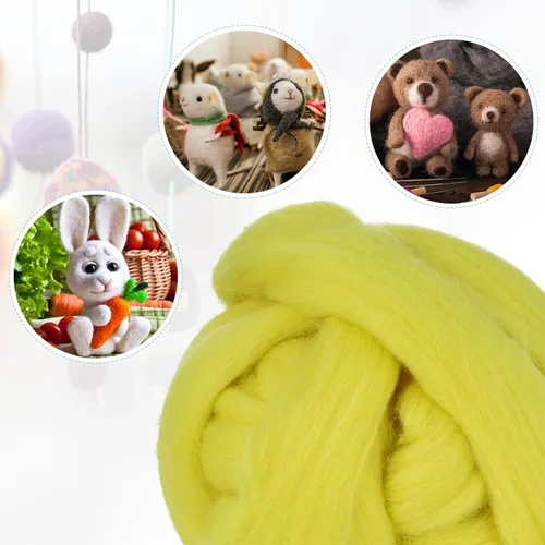 Miniatura 36 de uxcell Lana de fieltro con aguja, hilo de lana de fibra natural de 3.5 onzas para fieltro húmedo, manualidades, materiales de bricolaje