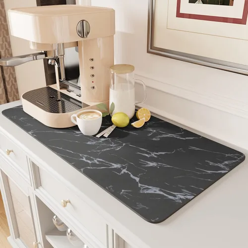 Miniatura 34 de AMOAMI Tapete de café absorbente con parte trasera de goma para secar platos para encimera de cocina, accesorios de bar para debajo de la cafetera