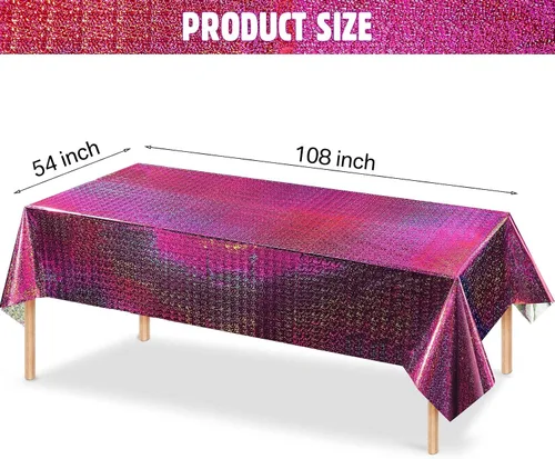 Miniatura 2 de Irenare Paquete de 3 manteles de plástico iridiscentes con láser, papel de aluminio holográfico para fiestas de niñas, bodas, discotecas, bailes