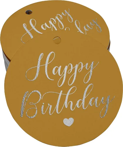Miniatura 25 de Etiqueta de papel para colgar con texto en inglés «Happy Birthday» (50 unidades)