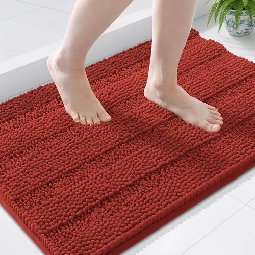 Miniatura 105 de Grandaily Alfombras de baño de felpilla a rayas de 24 x 16 pulgadas, extra gruesas y suaves, absorbentes, parte trasera de goma, alfombra de ducha