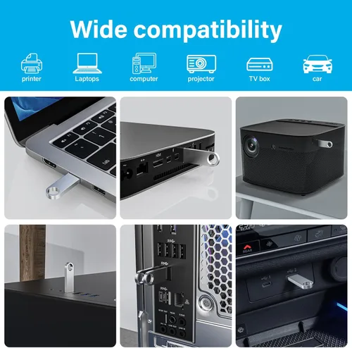 Miniatura 6 de ABLAZE Paquete de 2 unidades flash de 128 GB, unidades de pulgar USB 2.0 de metal con llaveros USB Stick Pendrive (plateado)