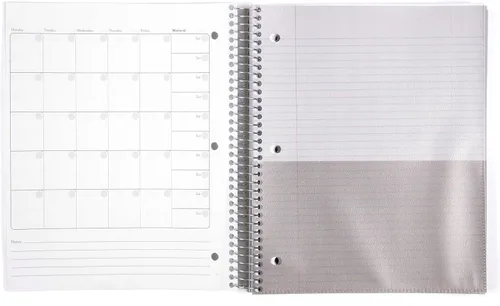 Miniatura 4 de Mintra Office Cuadernos de espiral duraderos, paquete de 3 materias (lavanda, salmón, salvia, rayado universitario)