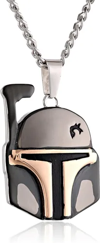 Star Wars Jewelry Boba Fett - Collar con colgante unisex de acero inoxidable y chapado en iones negros, 24 pulgadas