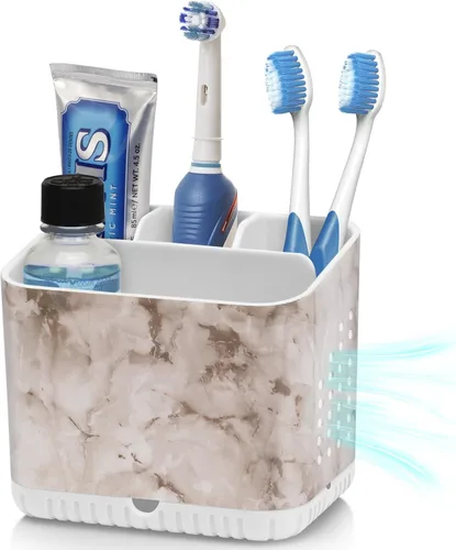 PARKMANI Porta cepillos de dientes para baños, soporte eléctrico para cepillos de dientes y pasta de dientes, organizador de cepillos de dientes,