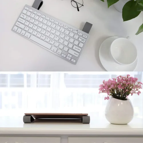 Miniatura 4 de MoKo Soporte universal para teclado de computadora portátil/computadora, [4 unidades] antideslizante de silicona inclinable con cuña elevadora Gris