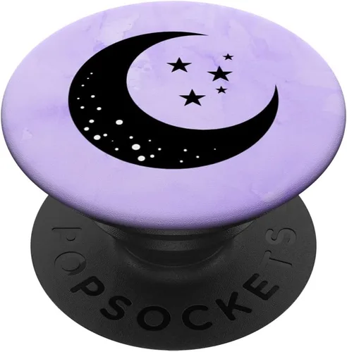 Miniatura 7 de Luna creciente con estrellas sobre fondo morado PopSockets MagSafe PopGrip para iPhone