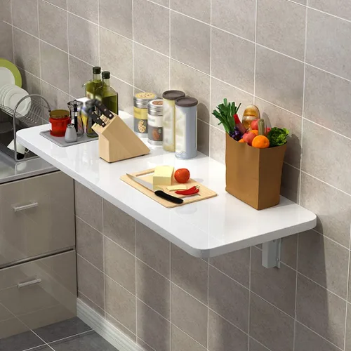 Miniatura 4 de Mesa plegable montada en la pared, ahorro de espacio, pintura de piano para cocina, mesas de bar, escritorio flotante de escritura para computadora