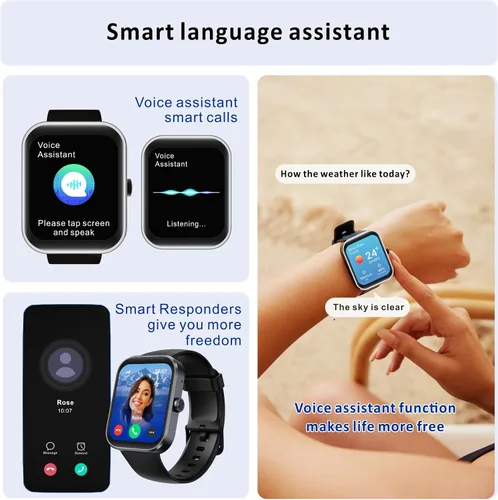 Miniatura 4 de BLUELOVER Reloj inteligente para hombre y mujer, 1.9 pulgadas, reloj deportivo para mujer, con llamadas y mensajes/frecuencia cardíaca/ciclo