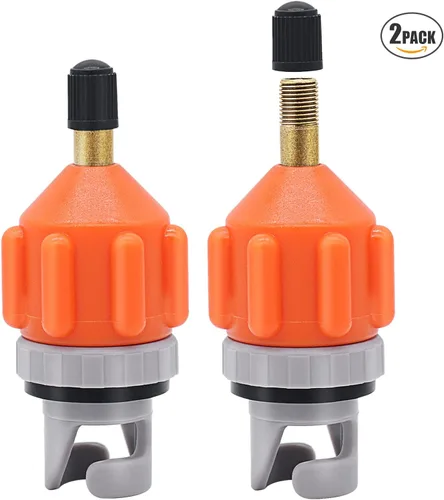 Miniatura 7 de Paquete de 2 adaptadores inflables de bomba de tabla de remo (SUP), adaptador universal estándar Schrader de válvula de aire, convertidor de Naranja