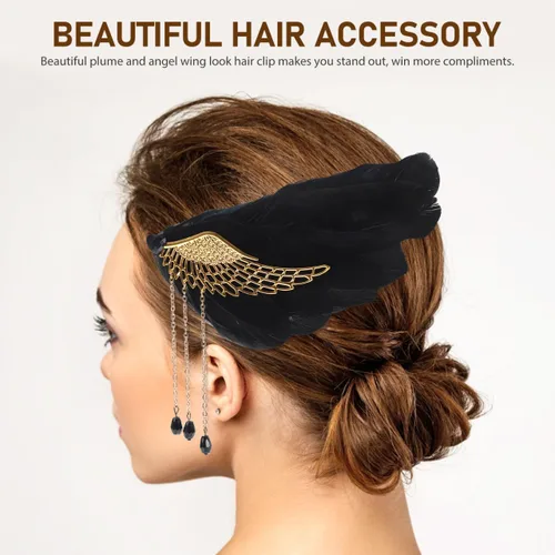 Miniatura 5 de Beaupretty Pinzas de pelo de ángel para adolescentes, niñas y mujeres, accesorios para el cabello de boda con borla para fiestas de vacaciones