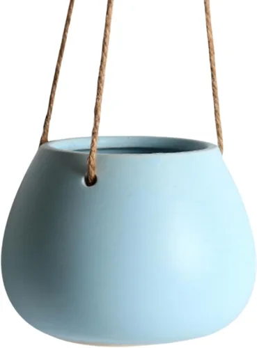 Miniatura 6 de Moyishi Maceta colgante decorativa de cerámica maceta maceta de agua para plantas jarrón interior y exterior macetas Deco (negro)