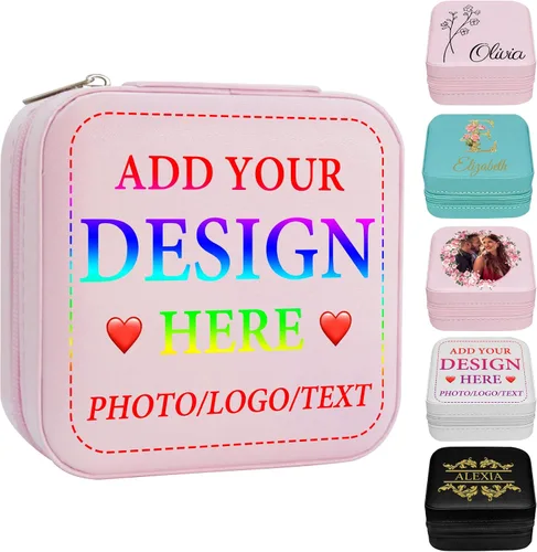 Miniatura 28 de Joyero personalizado con nombre, joyero de viaje portátil personalizado, organizador de joyas de cuero, cajas de dama de honor, boda, regalo