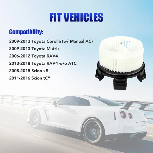 Miniatura 4 de Motor de ventilador de CA con ventilador para Toyota Corolla (con CA manual), RAV4 RAV 4 Matrix Scion xB Scion tC 2009 2010 2011 2012 2013 2014 2015