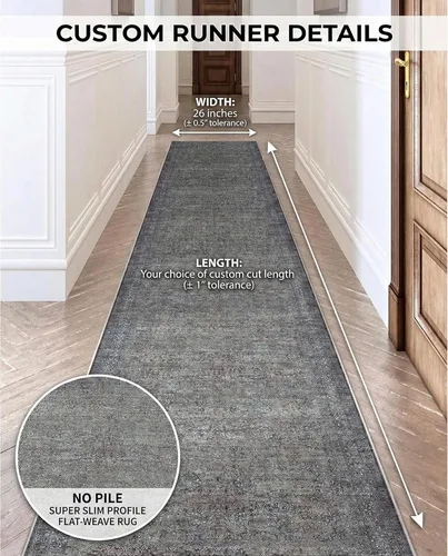 Miniatura 5 de Well Woven Alfombra de Pasillo y Escalera de Tamaño Personalizado - Elige Tu Longitud - Alfombra Pasillera Juliette de Tejido Plano Oriental Azul 27