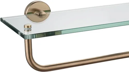 Miniatura 37 de JQK Estantería de baño de vidrio bronce, estante con toallero de 15 pulgadas de vidrio templado, almacenamiento para ducha de 16 por 5 pulgadas