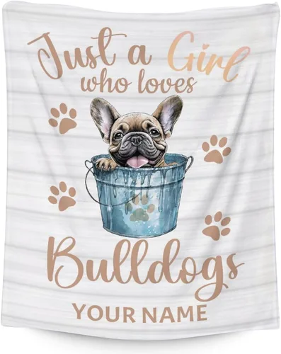 Miniatura 10 de Manta personalizada de bulldog francés con texto y nombre, 30 x 40 pulgadas, manta de franela suave, cálida, ligera y acogedora, regalo para amantes