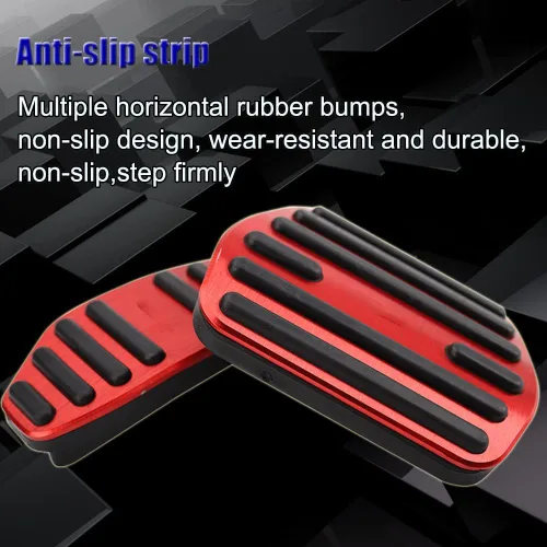Miniatura 5 de XITER Juego de 2 Piezas Cubiertas de Pedal de Acelerador de Gas de Aleación de Aluminio Sin Perforación Antideslizantes Almohadillas de Pedal de Rojo