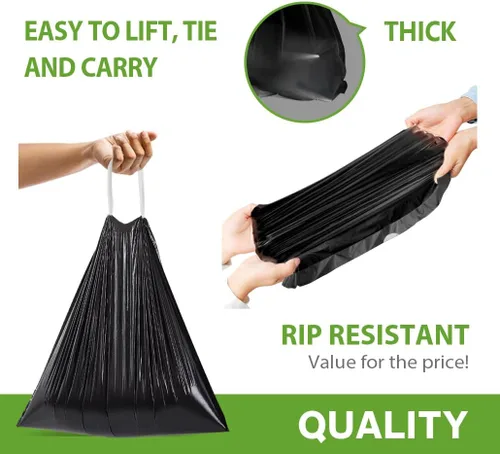 Miniatura 19 de Bolsas de basura de 7 galones, 100 unidades, bolsas de basura con cordón resistentes de Teivio, bolsas para papeleras de baño, bolsas de plástico