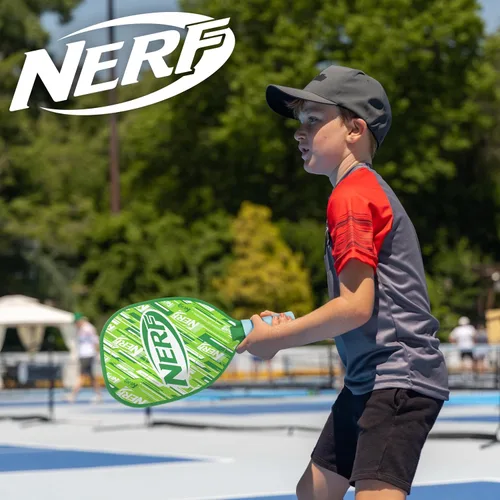 Miniatura 9 de NERF 2 Player Pickleball Paddle Set - Youth Pickleball Equipment Set - (2) Wooden Paddles with Foam Grips + (2) Outdoor Balls for Kids - Carry Bag