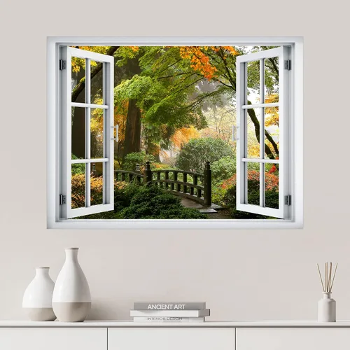 Miniatura 29 de SIGNWIN Adhesivo de pared removible/Mural de pared Vista de ventana Cordillera nublada Bosque Naturaleza Vida silvestre Fotografía Realismo Paisaje