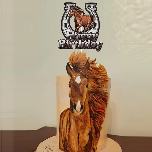 Miniatura 5 de Decoración para pastel de cumpleaños con temática de caballos de granja de animales, decoración de fiesta de cumpleaños de caballos de carreras