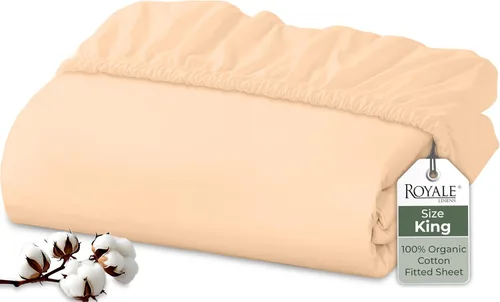 Miniatura 10 de Royale Linens Sábana bajera ajustable de algodón 100% orgánico - Tejido percal - Sábanas bajeras de bolsillo profundo súper suaves - Sábana elástica