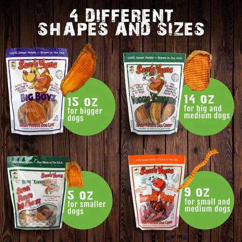Miniatura 6 de Sams Yams Golosinas de batata para perros, golosinas saludables para perros grandes – Golosinas para perros dulces hechas en Estados Unidos