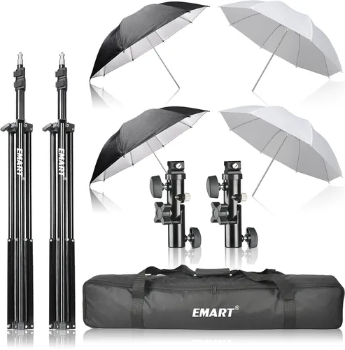 Miniatura 6 de EMART Paraguas reflectante de fotografía de 33 pulgadas, accesorios fotográficos para cámara de estudio con soporte de luz ajustable, difusor