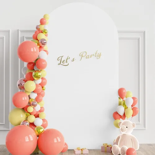 Miniatura 4 de Wokceer Cubierta de Fondo de Arco de Boda de 6 Pies, Spandex Ajustado Color Beige, Cubiertas de Arcos Chiara con Parte Superior Redonda