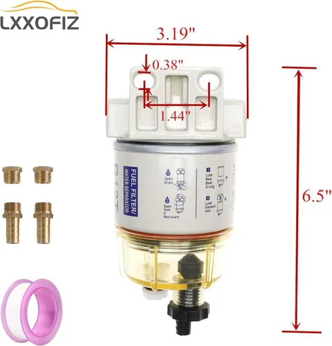 Miniatura 6 de Kit completo de separador de agua con filtro de combustible marino para fueraborda R12T con NPT ZG1/4-19 reemplaza a Racor S3240 120AT R12T