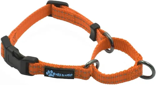 Miniatura 23 de Max and Neo Collar de nailon Martingale para perros - Donamos a un rescate de perros por cada collar vendido (Grande, Negro)