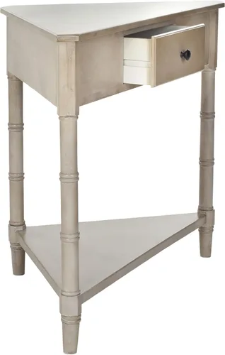 SAFAVIEH Muebles - Mesa esquinera Gomez con 1 cajón, color gris vintage, madera maciza, diseño clásico de almacenamiento de esquina, ideal para