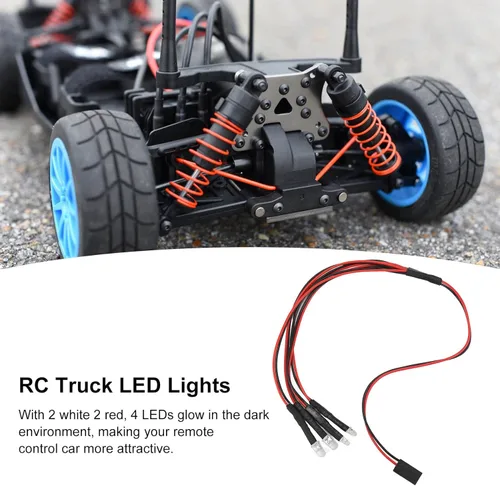 Miniatura 2 de Kit de 4 luces LED Rock para Axial SCX24 1/24 RC Crawler Car Upgrade Parts, blanco y rojo luz trasera sistema de iluminación con control remoto