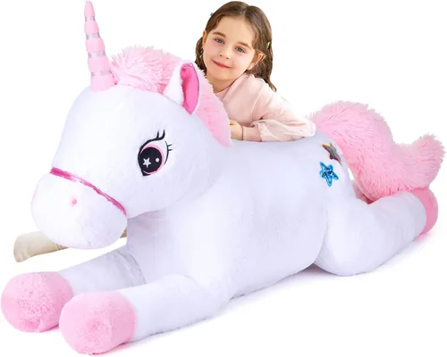 Miniatura 10 de IKASA Juguete de peluche de unicornio gigante, juguetes suaves grandes y bonitos, enorme tamaño grande, esponjoso, de gran tamaño, regalos