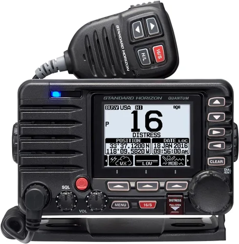 Standard Horizon Quantum GX6000 VHF de montaje fijo de grado comercial de 25 W con NMEA 2000, receptor AIS integrado y micrófono de altavoz