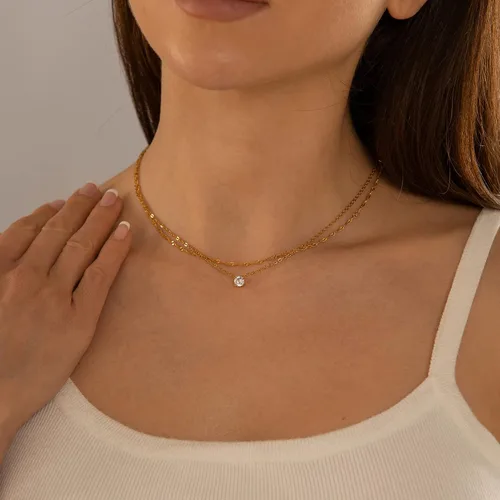 Miniatura 2 de LOXUAKAM Collar de cruz para mujer, chapado en oro de 18 quilates, collar de cruz simple en capas para mujer, collar con colgante de cruz