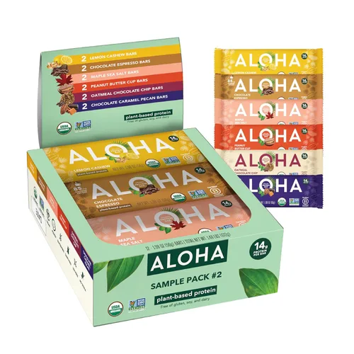 Miniatura 14 de ALOHA Barras de proteínas orgánicas a base de plantas, almendras y chocolate de coco, 12 unidades, barras de 1.98 onzas, veganas, bajas en azúcar