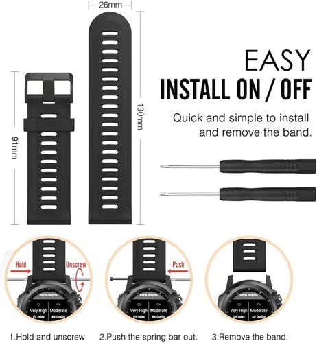 Miniatura 6 de Correa para Garmin Fenix 3, correa de repuesto de silicona suave para reloj inteligente Garmin Fenix 3 HR (sin rastreador)