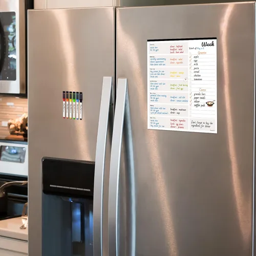 Miniatura 7 de Calendario semanal magnético de borrado en seco – Calendario semanal de borrado en seco de 10 x 12 pulgadas para refrigerador – 6 marcadores