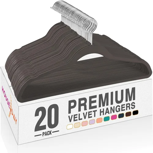 Miniatura 23 de HOUSE DAY - Perchas de terciopelo negro de 60 unidades, antideslizantes, resistentes, para abrigos, perchas premium delgadas que ahorran espacio