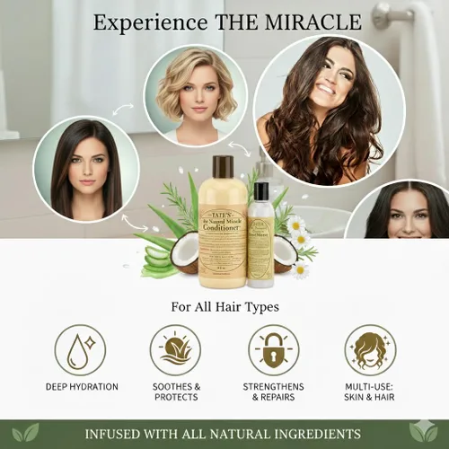 Miniatura 6 de Tate's Acondicionador Natural Miracle – 18 onzas líquidas con mini acondicionador natural sin perfume para cabello seco, dañado y teñido, reparación